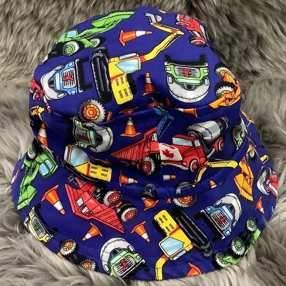 Snug As A Bug Infant's Blue Construction Truck Sun Hat / 3-6 Months - Picture 3 of 4